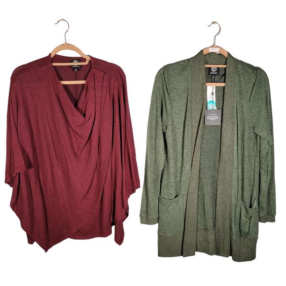 Sweaters - Bobeau Lot of 2 Green & Cranberry Knit Sweaters Women Size S